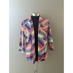 Connie Roberson Blazer Size S Multicolor Linen Blend Artsy Knotted Buttons